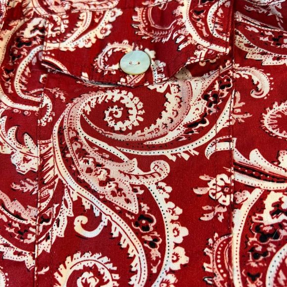Ann Carson Women's Sz P/M Red Paisley Western Cropped Lightweight Button Jacket - Picture 8 of 11